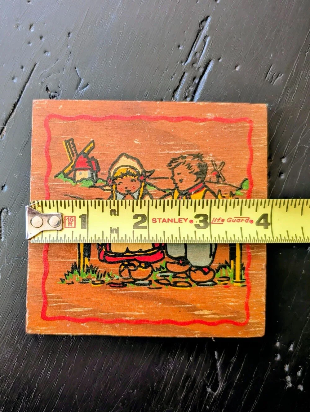 Vintage Traditional Dutch Children Wooden Wall Plaque Folk Art Cottagecore 4